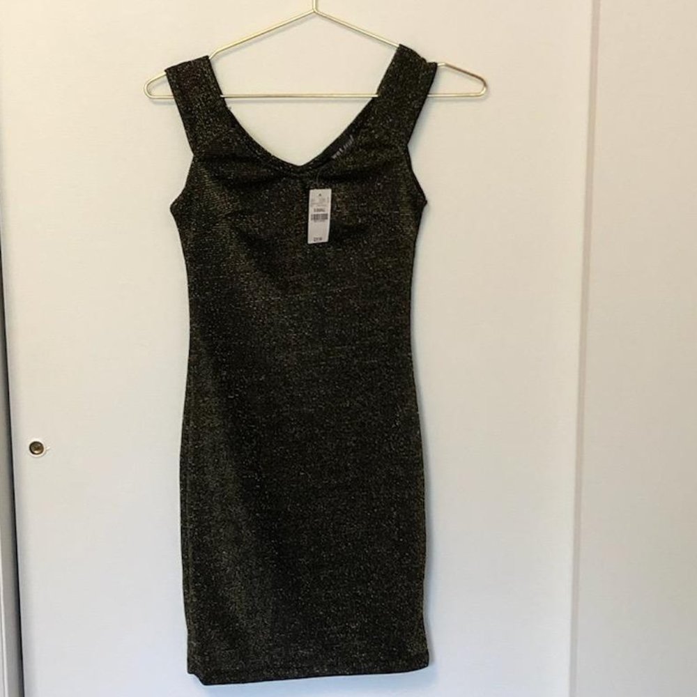 Little Black Dress with Gold Sparkle
